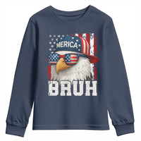 Bruh 'Merica Bald Eagle 4th of July Youth Sweatshirt Patriotic USA Flag - Wonder Print Shop