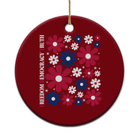 Subtle FDT Ceramic Ornament Boho Floral Red White Blue Social Justice - Wonder Print Shop