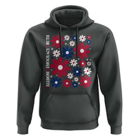 Subtle FDT Hoodie Boho Floral Red White Blue Social Justice - Wonder Print Shop