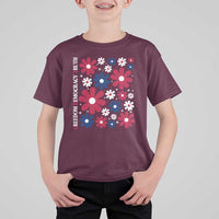 Subtle FDT T Shirt For Kid Boho Floral Red White Blue Social Justice - Wonder Print Shop