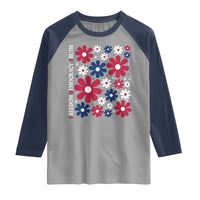 Subtle FDT Raglan Shirt Boho Floral Red White Blue Social Justice - Wonder Print Shop
