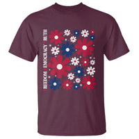 Subtle FDT T Shirt Boho Floral Red White Blue Social Justice - Wonder Print Shop