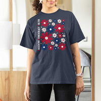 Subtle FDT T Shirt For Women Boho Floral Red White Blue Social Justice - Wonder Print Shop