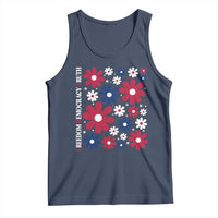 Subtle FDT Tank Top Boho Floral Red White Blue Social Justice - Wonder Print Shop