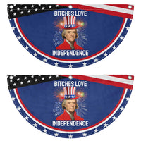 Bitches Love Independence Patriotic Fan Flag Thomas Jefferson Funny 4th Of July