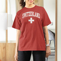 Switzerland Flag Vintage T Shirt For Women Swiss Retro Vintage