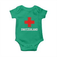 Vintage Retro Switzerland Fan Baby Onesie Swiss Cross Flag