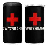 Vintage Retro Switzerland Fan 4 in 1 Can Cooler Tumbler Swiss Cross Flag