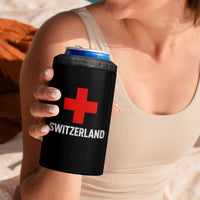 Vintage Retro Switzerland Fan 4 in 1 Can Cooler Tumbler Swiss Cross Flag