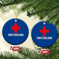 Vintage Retro Switzerland Fan Ceramic Ornament Swiss Cross Flag