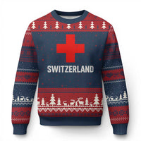 Vintage Retro Switzerland Fan Ugly Christmas Sweater Swiss Cross Flag
