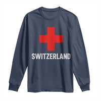 Vintage Retro Switzerland Fan Long Sleeve Shirt Swiss Cross Flag