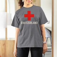 Vintage Retro Switzerland Fan T Shirt For Women Swiss Cross Flag