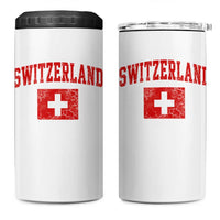 Switzerland Fan 4 in 1 Can Cooler Tumbler Vintage Retro Swiss Cross Flag