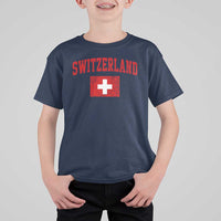 Switzerland Fan T Shirt For Kid Vintage Retro Swiss Cross Flag