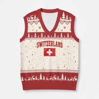 Switzerland Fan V-Neck Knit Sweater Vest Vintage Retro Swiss Cross Flag