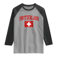 Switzerland Fan Raglan Shirt Vintage Retro Swiss Cross Flag