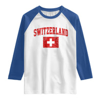Switzerland Fan Raglan Shirt Vintage Retro Swiss Cross Flag
