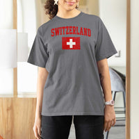 Switzerland Fan T Shirt For Women Vintage Retro Swiss Cross Flag