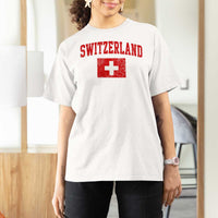 Switzerland Fan T Shirt For Women Vintage Retro Swiss Cross Flag