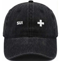 Switzerland Washed Cotton Baseball Cap Retro Swiss Flag