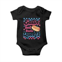 Hotdog Eatin Beef Blastin Queefs Inappropriate Baby Onesie Retro Groovy Hotdog Meme Funny Cringe Offensive Humor