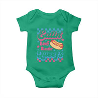 Hotdog Eatin Beef Blastin Queefs Inappropriate Baby Onesie Retro Groovy Hotdog Meme Funny Cringe Offensive Humor