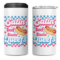 Hotdog Eatin Beef Blastin Queefs Inappropriate 4 in 1 Can Cooler Tumbler Retro Groovy Hotdog Meme Funny Cringe Offensive Humor