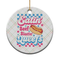 Hotdog Eatin Beef Blastin Queefs Inappropriate Ceramic Ornament Retro Groovy Hotdog Meme Funny Cringe Offensive Humor