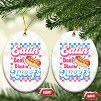 Hotdog Eatin Beef Blastin Queefs Inappropriate Ceramic Ornament Retro Groovy Hotdog Meme Funny Cringe Offensive Humor