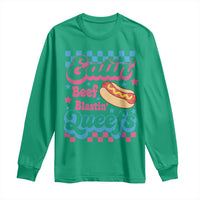 Hotdog Eatin Beef Blastin Queefs Inappropriate Long Sleeve Shirt Retro Groovy Hotdog Meme Funny Cringe Offensive Humor