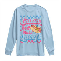 Hotdog Eatin Beef Blastin Queefs Inappropriate Long Sleeve Shirt Retro Groovy Hotdog Meme Funny Cringe Offensive Humor