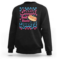 Hotdog Eatin Beef Blastin Queefs Inappropriate Sweatshirt Retro Groovy Hotdog Meme Funny Cringe Offensive Humor