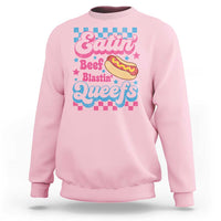 Hotdog Eatin Beef Blastin Queefs Inappropriate Sweatshirt Retro Groovy Hotdog Meme Funny Cringe Offensive Humor