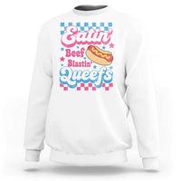 Hotdog Eatin Beef Blastin Queefs Inappropriate Sweatshirt Retro Groovy Hotdog Meme Funny Cringe Offensive Humor