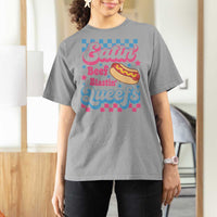 Hotdog Eatin Beef Blastin Queefs Inappropriate T Shirt For Women Retro Groovy Hotdog Meme Funny Cringe Offensive Humor