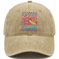 Hotdog Eatin Beef Blastin Queefs Inappropriate Washed Cotton Baseball Cap Retro Groovy Hotdog Meme Funny Cringe Offensive Humor