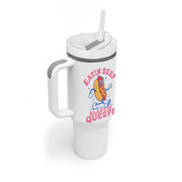 Hotdog Eatin Beef Blastin Queefs Inappropriate Tumbler With Handle Funny Cringe Offensive Humor