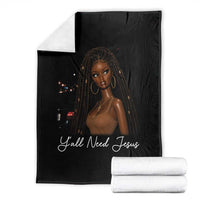 Need-Jesus Sarcastic Afro Doll Meme Funny Saying Christian Throw Blanket Black Girl African Pride