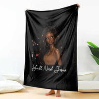 Need-Jesus Sarcastic Afro Doll Meme Funny Saying Christian Throw Blanket Black Girl African Pride