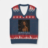 Need-Jesus Sarcastic Afro Doll Meme Funny Saying Christian V-Neck Knit Sweater Vest Black Girl African Pride