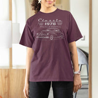 50th Birthday T Shirt For Women Vintage Retro Car Classic 1976 50 Year Old Gift