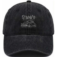 50th Birthday Washed Cotton Baseball Cap Vintage Retro Car Classic 1976 50 Year Old Gift