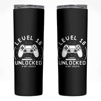 Level 16 Unlocked Video Gamer 16th Birthday Gift Skinny Tumbler Vintage 2010 16 Year Old Gift