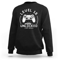 Level 16 Unlocked Video Gamer 16th Birthday Gift Sweatshirt Vintage 2010 16 Year Old Gift