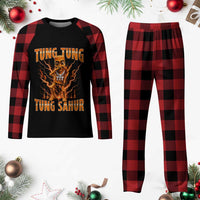 Tung Tung Tung Sahur is Calling Scuba Dance Meme Plaid Pajama Set Italian Brainrot