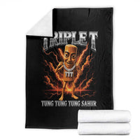 Triple T Tung Tung Tung Sahur Brainrot Meme Throw Blanket