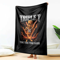 Triple T Tung Tung Tung Sahur Brainrot Meme Throw Blanket