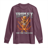 Triple T Tung Tung Tung Sahur Brainrot Meme Long Sleeve Shirt