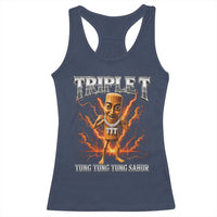 Triple T Tung Tung Tung Sahur Brainrot Meme Racerback Tank Top